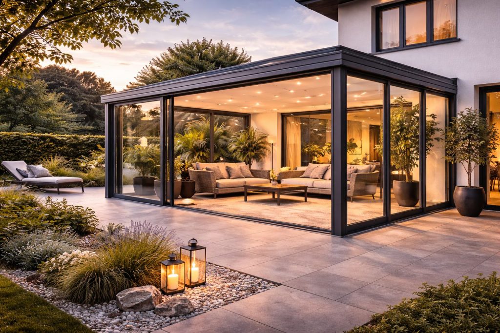 Wintergarten in Augsburg aus Aluminium mit moderner Glasfront