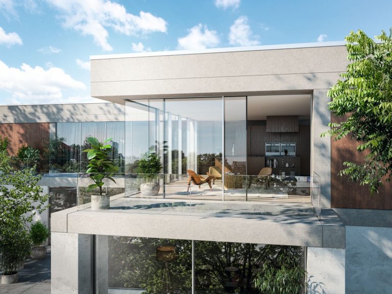 Hebeschiebetür Augsburg Villa große Glasfront Terrasse modern
