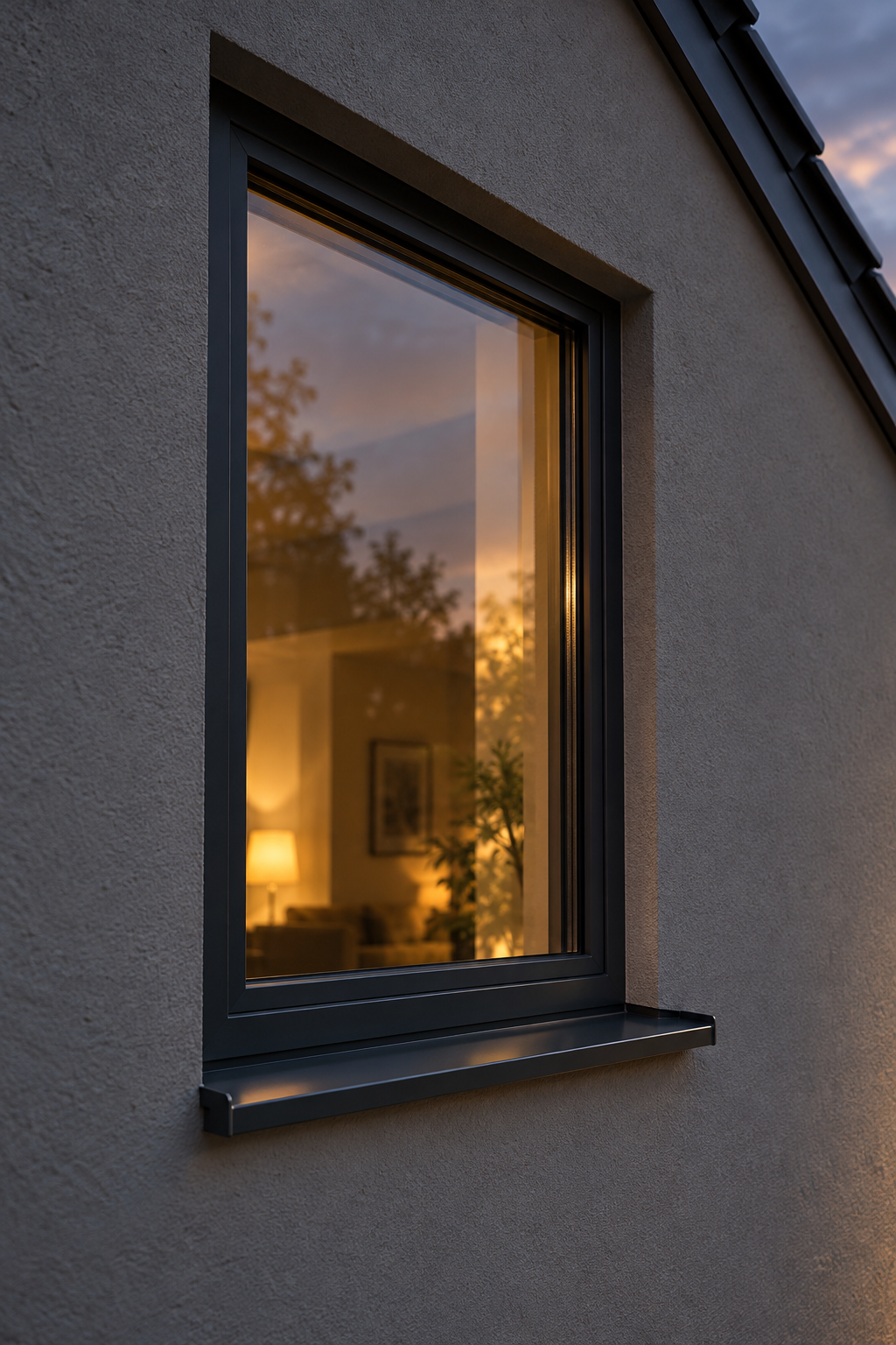 Neues Fenster an einem sanierten Siedlerhaus in Bobingen